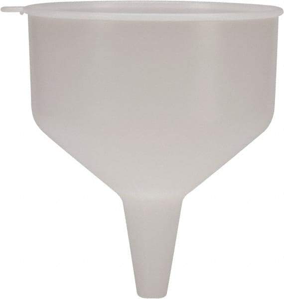 Funnel King - 144 oz Capacity Polyethylene Funnel - 9" Mouth OD, 1-1/8" Tip OD, 3-1/2" Straight Spout, Natural - Exact Tool & Supply