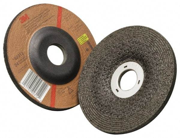 3M - 24 Grit, 4-1/2" Wheel Diam, 1/4" Wheel Thickness, Type 27 Depressed Center Wheel - Aluminum Oxide, 13,300 Max RPM, Compatible with Angle Grinder - Exact Tool & Supply