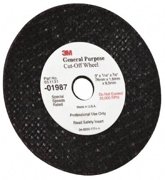 3M - 6" Aluminum Oxide Cutoff Wheel - 0.045" Thick, 7/8" Arbor, 10,200 Max RPM, Use with Angle Grinders - Exact Tool & Supply