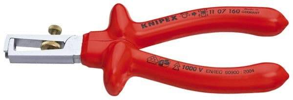 Knipex - 7 AWG to 13/64" Capacity Insulated Wire Stripper - 6-1/4" OAL, 1000 Volt Insulated Handle - Exact Tool & Supply