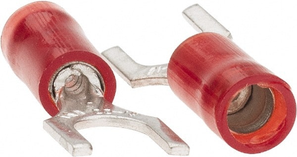 Value Collection - #10 Stud, 22 to 18 AWG Compatible, Partially Insulated, Crimp Connection, Standard Fork Terminal - Exact Tool & Supply