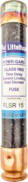 Value Collection - 300 VDC, 600 VAC, 15 Amp, Time Delay General Purpose Fuse - 200 kA Rating - Exact Tool & Supply