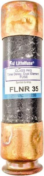 Value Collection - 125 VDC, 250 VAC, 35 Amp, Time Delay General Purpose Fuse - 3" OAL, 200 kA Rating, 13/16" Diam - Exact Tool & Supply