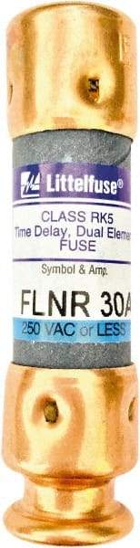 Value Collection - 125 VDC, 250 VAC, 30 Amp, Time Delay General Purpose Fuse - 2" OAL, 200 kA Rating, 9/16" Diam - Exact Tool & Supply
