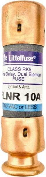Value Collection - 125 VDC, 250 VAC, 10 Amp, Time Delay General Purpose Fuse - 2" OAL, 200 kA Rating, 9/16" Diam - Exact Tool & Supply