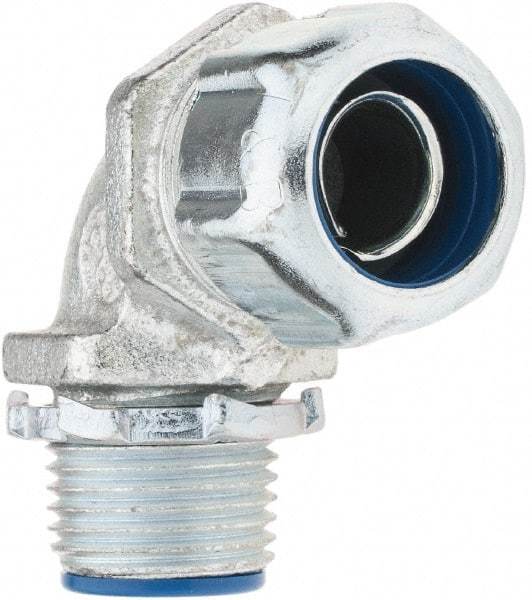 Value Collection - 3/8" Trade, Malleable Iron Threaded Angled FMC & Liquidtight Conduit Connector - Insulated - Exact Tool & Supply