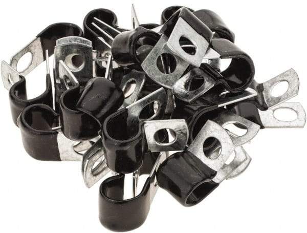 Value Collection - 1/2" Bundle Diam, 3/8" Hole, Steel Clamp - 3/4" Wide, Black - Exact Tool & Supply