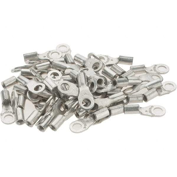 Value Collection - 22-16 AWG Noninsulated Crimp Connection D Shaped Ring Terminal - #6 Stud, Tin Plated Copper Contact - Exact Tool & Supply