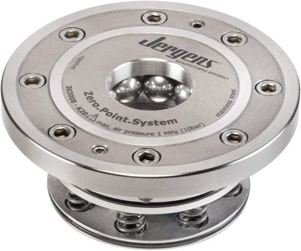 Jergens - ZPS Pneumatic CNC Quick Change Clamping Module - 1 Module Center, M32 Top Mount, 55 kN Retention Force, 8 bar (116 Lb/Sq In) Unlocking Pressure, 0.005mm Repeatability - Exact Tool & Supply