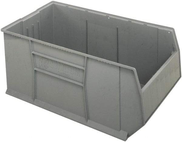 Quantum Storage - 175 Lb. Load Capacity, 41-7/8" Deep, Gray Polypropylene Hopper Stacking Bin - 17-1/2" High x 23-7/8" Wide x 41-7/8" Long - Exact Tool & Supply