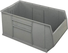 Quantum Storage - 175 Lb. Load Capacity, 41-7/8" Deep, Gray Polypropylene Hopper Stacking Bin - 17-1/2" High x 23-7/8" Wide x 41-7/8" Long - Exact Tool & Supply