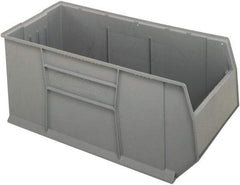 Quantum Storage - 175 Lb. Load Capacity, 41-7/8" Deep, Gray Polypropylene Hopper Stacking Bin - 17-1/2" High x 19-7/8" Wide x 41-7/8" Long - Exact Tool & Supply