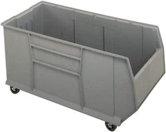 Quantum Storage - 175 Lb. Load Capacity, 41-7/8" Deep, Gray Polypropylene Hopper Stacking Bin - 17-1/2" High x 19-7/8" Wide x 41-7/8" Long - Exact Tool & Supply