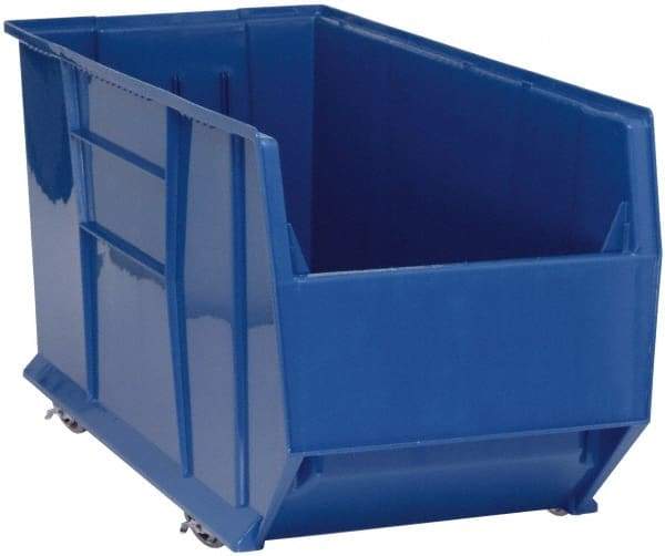 Quantum Storage - 175 Lb. Load Capacity, 41-7/8" Deep, Blue Polypropylene Hopper Stacking Bin - 17-1/2" High x 16-1/2" Wide x 41-7/8" Long - Exact Tool & Supply