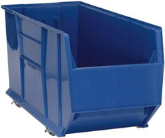 Quantum Storage - 175 Lb. Load Capacity, 41-7/8" Deep, Blue Polypropylene Hopper Stacking Bin - 17-1/2" High x 16-1/2" Wide x 41-7/8" Long - Exact Tool & Supply