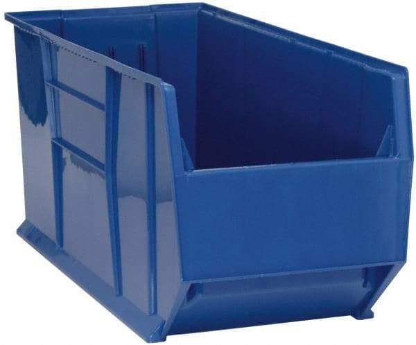 Quantum Storage - 175 Lb. Load Capacity, 41-7/8" Deep, Blue Polypropylene Hopper Stacking Bin - 17-1/2" High x 16-1/2" Wide x 41-7/8" Long - Exact Tool & Supply