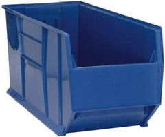 Quantum Storage - 175 Lb. Load Capacity, 41-7/8" Deep, Blue Polypropylene Hopper Stacking Bin - 17-1/2" High x 16-1/2" Wide x 41-7/8" Long - Exact Tool & Supply