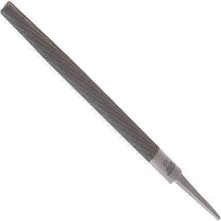 Anglo American - 10" Long, Smooth Cut, Half Round American-Pattern File - Double Cut, 0.28" Overall Thickness, Tang - Exact Tool & Supply