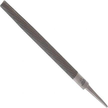 Anglo American - 14" Long, Second Cut, Half Round American-Pattern File - Double Cut, 0.37" Overall Thickness, Tang - Exact Tool & Supply