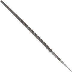 Anglo American - 6" Long, Bastard Cut, Round American-Pattern File - Double Cut, 0.22" Overall Thickness, Tang - Exact Tool & Supply