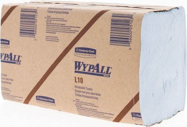 WypAll - L10 Dry Glass & Lens Wipes - 9" x 10-1/4" Sheet Size, Blue - Exact Tool & Supply