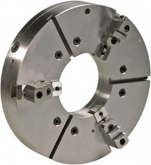 Bison - 3 Jaws, 32" Diam, Self Centering, Manual, Heavy Duty Oil Country Lathe Chuck - A2-20 Mount Spindle, Adjustable, 1,080 Max RPM, 12-1/2" Through Hole Diam, Forged Steel - Exact Tool & Supply