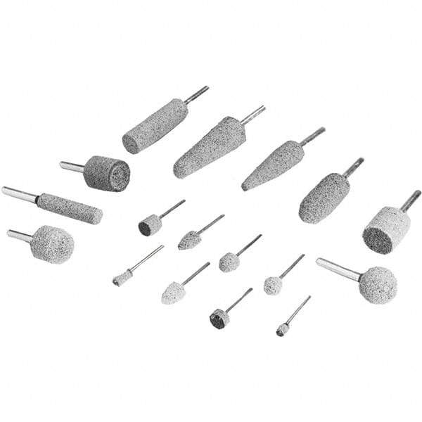 3M - 1/2" Head Diam x 1/2" Thickness, W185, Cylinder End, Aluminum Oxide Mounted Point - Gray, Coarse Grade, 34,500 RPM - Exact Tool & Supply