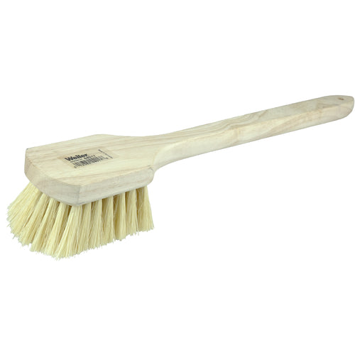 20″ Utility Scrub Brush, White Tampico Fill, Long Handle, Wood Block - Exact Tool & Supply