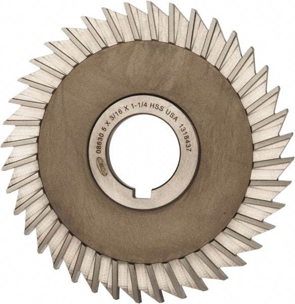 Keo - 5" Blade Diam x 3/16" Blade Thickness, 1-1/4" Hole, 40 Teeth, High Speed Steel Side Chip Saw - Straight Tooth, Arbor Connection, Right Hand Cut, Uncoated, with Keyway - Exact Tool & Supply