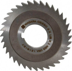 Keo - 3" Diam x 1/8" Blade Thickness x 1" Arbor Hole Diam, 36 Tooth Slitting and Slotting Saw - Arbor Connection, Right Hand, Uncoated, High Speed Steel, 10° Rake, Concave Ground - Exact Tool & Supply