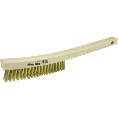 Plater's Brush, Brass Fill, 3 × 19 Rows, Curved Handle - Exact Tool & Supply