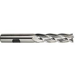 1 Dia. x 6-1/2 Overall Length 4-Flute Square End High Speed Steel SE End Mill-Round Shank-Center Cutting -TiN - Exact Tool & Supply
