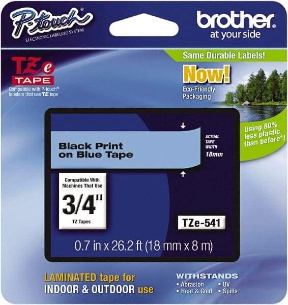 Brother - 3/4" Wide, Blue Tape Cassette - For Label Maker - Exact Tool & Supply
