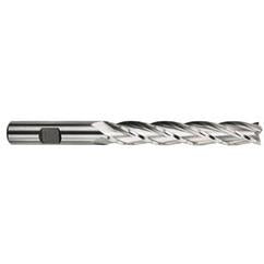 1 Dia. x 8-1/2 Overall Length 4-Flute Square End High Speed Steel SE End Mill-Round Shank-Center Cutting -TiN - Exact Tool & Supply
