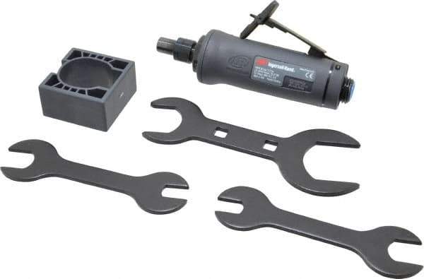 Ingersoll-Rand - 1/4" Collet, Straight Handle, Angle Air Die Grinder - 25,000 RPM, Dual Capable Exhaust, 20 CFM, 0.4 hp, 1/4 NPT - Exact Tool & Supply
