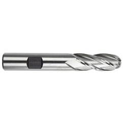 7/8" Dia. - 4-1/2" OAL - HSS-TiN - Ball Nose SE EM - 4 FL - Exact Tool & Supply