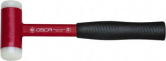 Osca - 17 oz Head 1-39/64" Face Diam Iron Dead Blow Hammer without Faces - 12" OAL, Rubber-Covered Steel Handle - Exact Tool & Supply