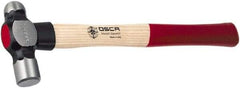 Osca - 2 Lb Head Drop Forged Carbon Steel, Heat Treated & Tempered Ball Pein Hammer - 16" Wood Handle, 1.38" Face Diam, 16" OAL - Exact Tool & Supply