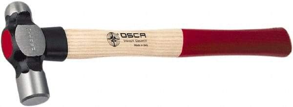 Osca - 1 Lb Head Drop Forged Carbon Steel, Heat Treated & Tempered Ball Pein Hammer - 14" Wood Handle, 1" Face Diam, 14" OAL - Exact Tool & Supply