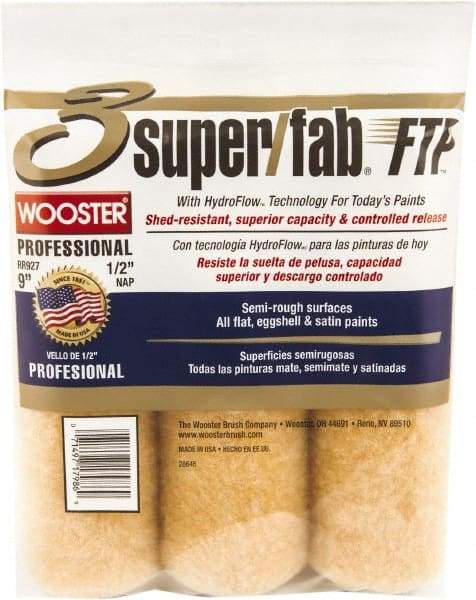 Wooster Brush - 1/2" Nap, 9" Wide Paint Roller - Semi-Rough Texture, Knitted - Exact Tool & Supply