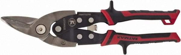 Stanley - 1-5/16" Length of Cut, Left Pattern Aviation Snip - 10" OAL, Cushion Grip Handle, Hardened Steel Blade, 18 AWG Steel Capacity - Exact Tool & Supply