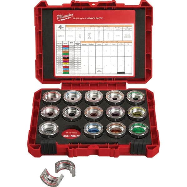Milwaukee Tool - Crimper Dies; Tool Type: Die Set ; Size: #8-600 MCM ; Color: Metal/Black ; For Use With: Milwaukee 2679-20 ; Crimp Dimensions: 8 AWG - Exact Tool & Supply