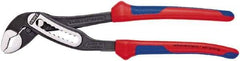 Knipex - 7-1/4" OAL, 1-1/2" Max Capacity, 9 Position Water Pump Tongue & Groove Pliers - Serrated V-Jaws, Alligator Jaw Head, Comfort Grip Handles - Exact Tool & Supply