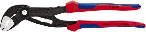 Knipex - 12" OAL, 2-3/4" Max Capacity, 30 Position Water Pump Tongue & Groove Pliers - V-Jaws, Ergo Dual Component Cushion Grip Handles - Exact Tool & Supply