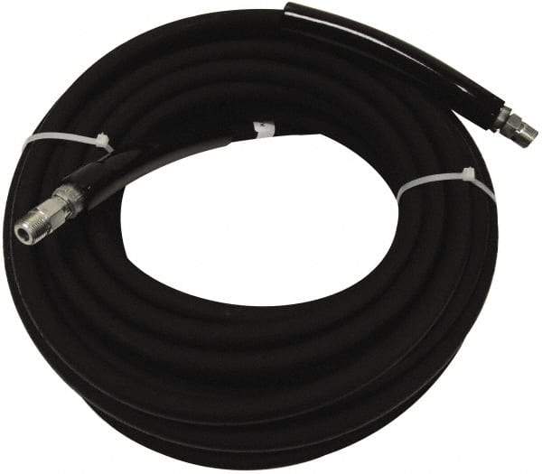 Value Collection - 50' Long, 3/8" Fitting, Male Rigid x Male Swivel Fitting, -40 to 310°F, Synthetic Rubber High Temp & High Pressure Hose - 3/8" Inside x 5/8" Outside Diam, Black, 3,000 psi - Exact Tool & Supply
