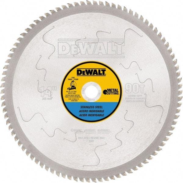 DeWALT - 14" Diam, 1" Arbor Hole Diam, 90 Tooth Wet & Dry Cut Saw Blade - Carbide-Tipped, Standard Round Arbor - Exact Tool & Supply