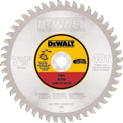 DeWALT - 7-1/4" Diam, 5/8" Arbor Hole Diam, 48 Tooth Wet & Dry Cut Saw Blade - Carbide-Tipped, Standard Round Arbor - Exact Tool & Supply