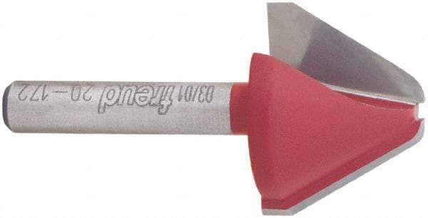 Freud - 1" Cut Diam, 3/4" Length of Cut, 0 Flute Lettering Edge Profile Router Bit - Carbide-Tipped, 1/4" Shank Diam, 2" OAL, Proprietary Coating - Exact Tool & Supply