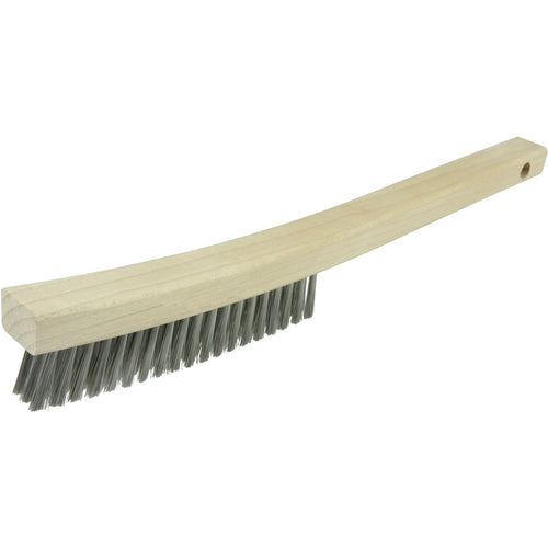 Plater's Brush, Stainless Steel Fill, 3 × 19 Rows, Curved Handle - Exact Tool & Supply