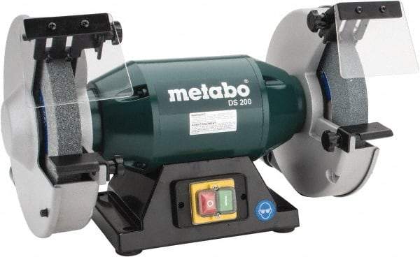 Metabo - 8" Wheel Diam x 1" Wheel Width, 1-1/4 hp Bench Grinder - 1-1/4" Arbor Hole Diam, 1 Phase, 3,570 Max RPM, 120 Volts - Exact Tool & Supply